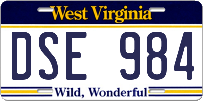 WV license plate DSE984