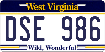 WV license plate DSE986