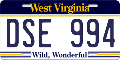 WV license plate DSE994
