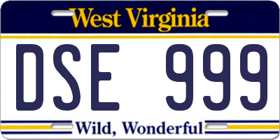 WV license plate DSE999