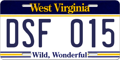 WV license plate DSF015