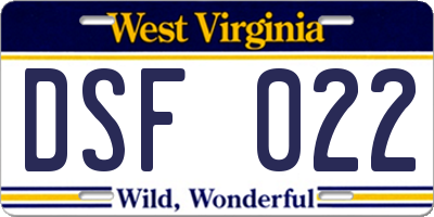 WV license plate DSF022