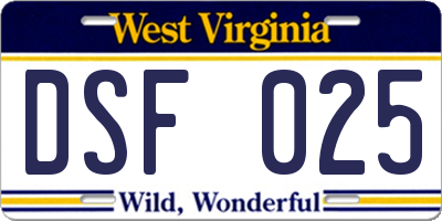 WV license plate DSF025
