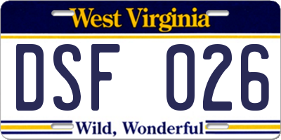 WV license plate DSF026
