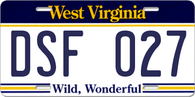 WV license plate DSF027