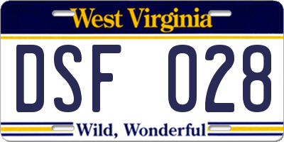 WV license plate DSF028