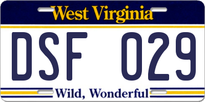 WV license plate DSF029