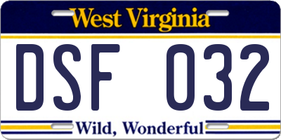 WV license plate DSF032