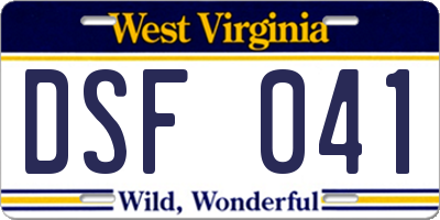 WV license plate DSF041