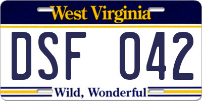 WV license plate DSF042