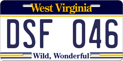 WV license plate DSF046