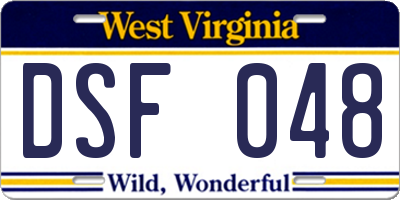 WV license plate DSF048