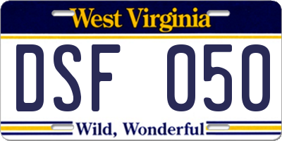 WV license plate DSF050