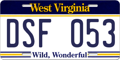 WV license plate DSF053