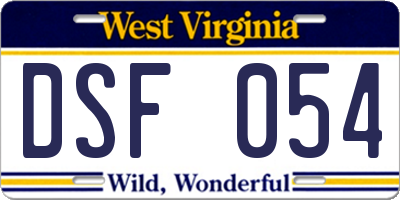 WV license plate DSF054