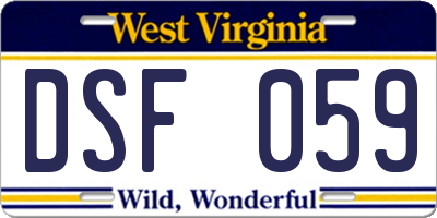 WV license plate DSF059