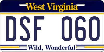 WV license plate DSF060