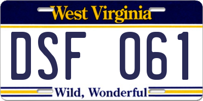 WV license plate DSF061