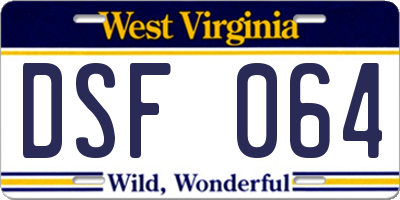 WV license plate DSF064