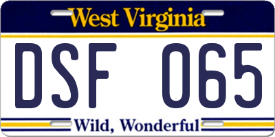 WV license plate DSF065