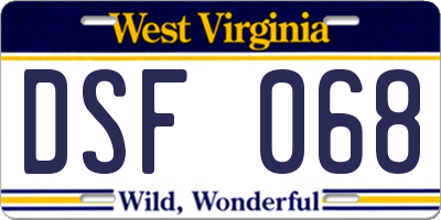 WV license plate DSF068