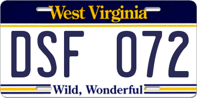 WV license plate DSF072