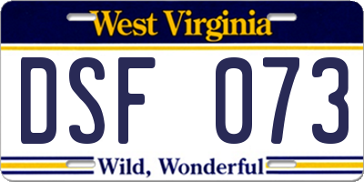WV license plate DSF073