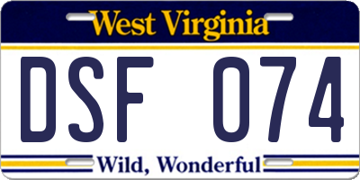 WV license plate DSF074