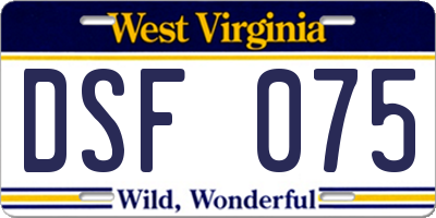 WV license plate DSF075