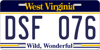 WV license plate DSF076