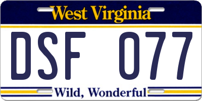 WV license plate DSF077
