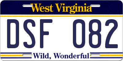 WV license plate DSF082