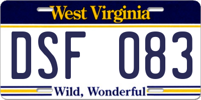 WV license plate DSF083