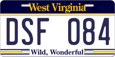 WV license plate DSF084