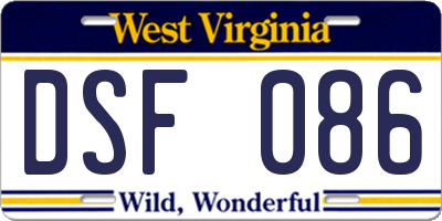 WV license plate DSF086