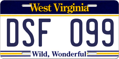 WV license plate DSF099