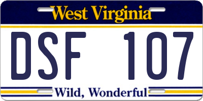 WV license plate DSF107