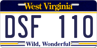 WV license plate DSF110
