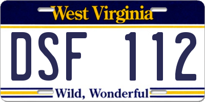 WV license plate DSF112