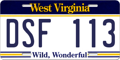 WV license plate DSF113