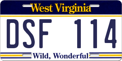 WV license plate DSF114