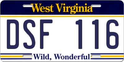 WV license plate DSF116