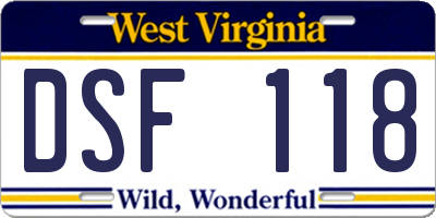WV license plate DSF118