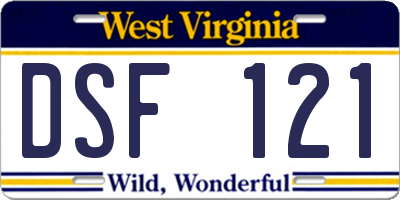 WV license plate DSF121