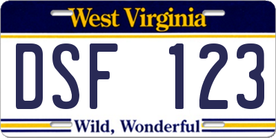 WV license plate DSF123