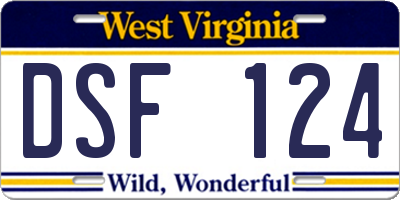 WV license plate DSF124