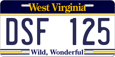 WV license plate DSF125