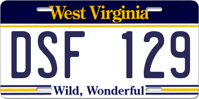 WV license plate DSF129