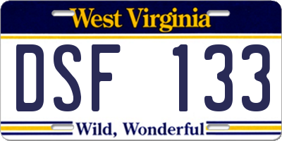WV license plate DSF133