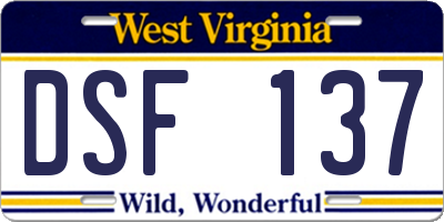 WV license plate DSF137